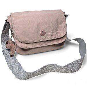 Kipling Nylon Crossbody Bag Flaptop Chunky Boho Strap Messenger Style